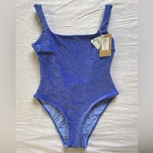BERLOOK The Backless Lurex One-Piece Swimsuit-Blue | SZ M | NWT